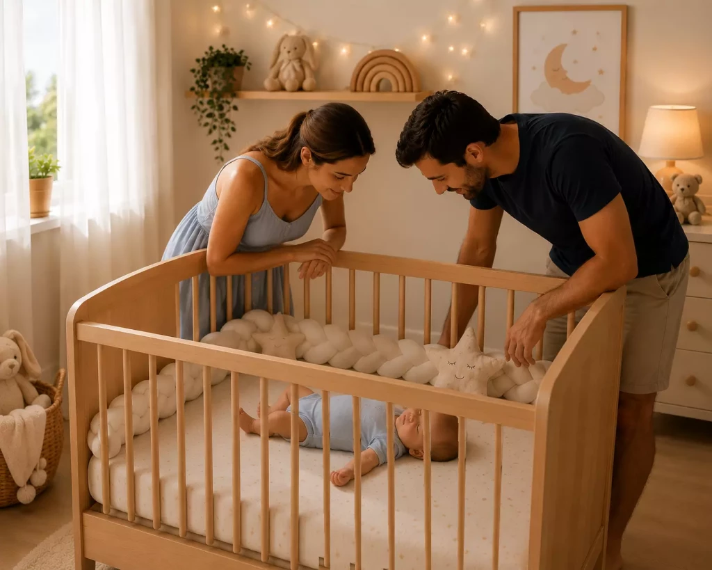 Lit avec bébé et parents